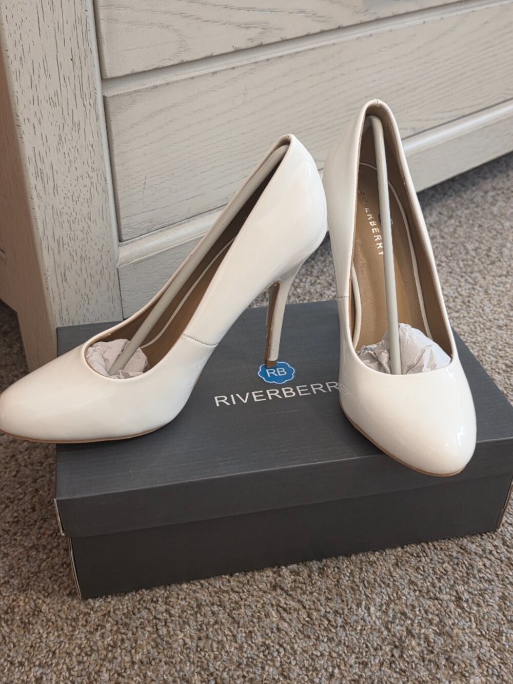 White Patent High Heel Pumps